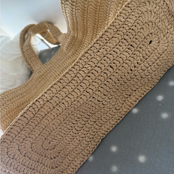 Saint Laurent rive gauche raffia tote bag in natural - Picture 4 of 4